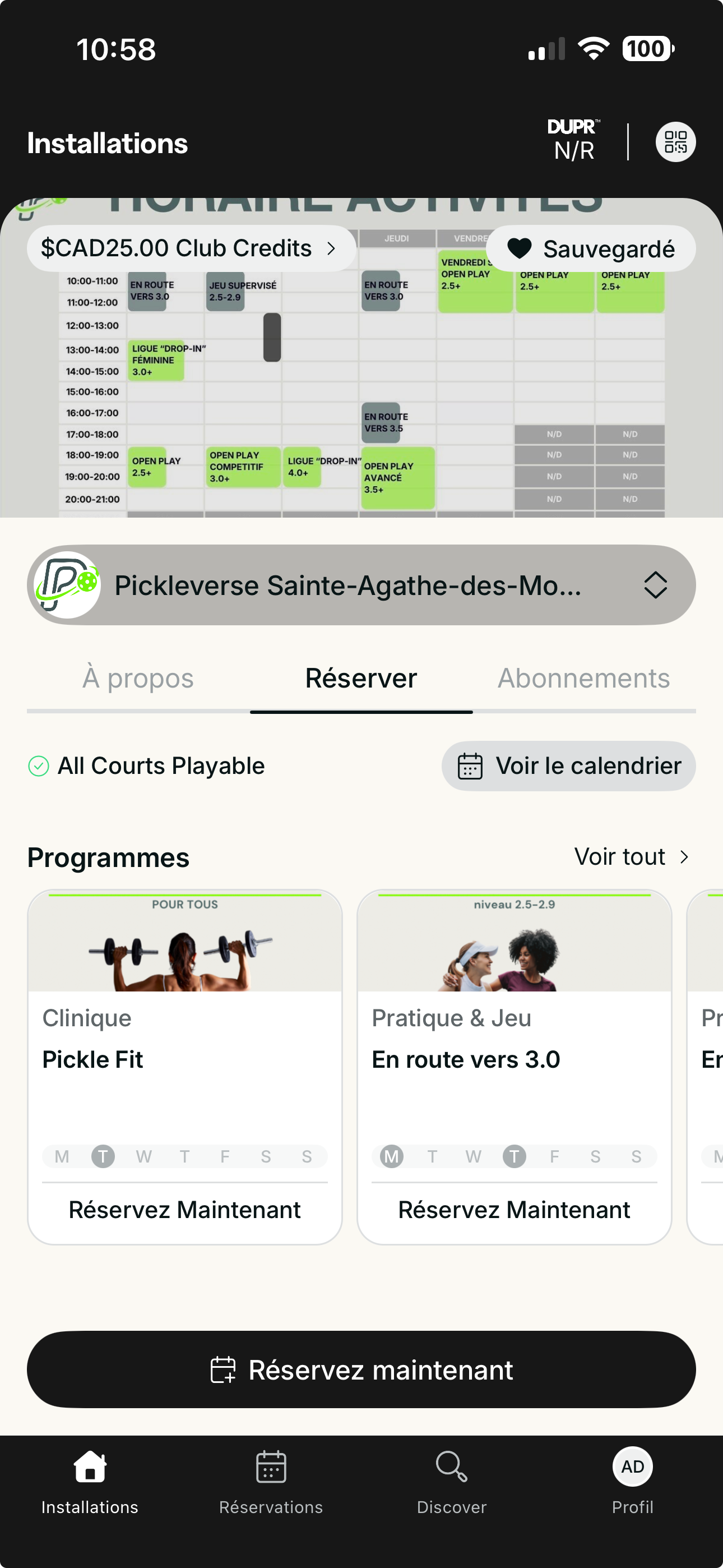 Aperçu de l’application Pickleverse